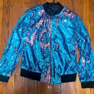 Blue sequin jacket size small